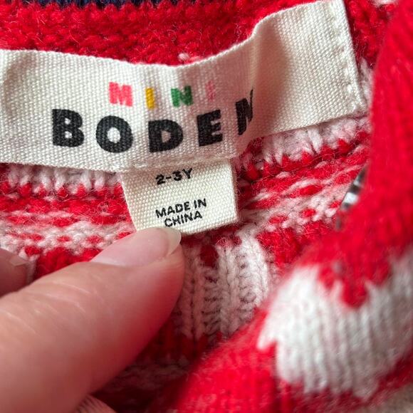 ✨ Mini Boden Pink & Red Heart Fair Isle Cardigan (2–3Y) - Picture 5 of 7